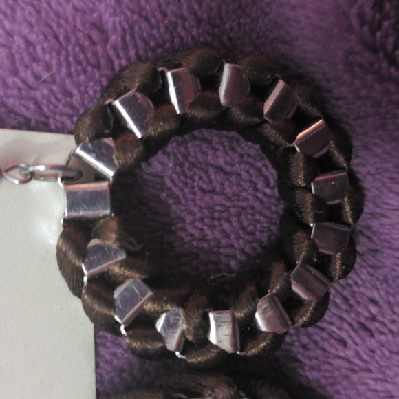 Brown Silver Hoops - Picture 3 of 5